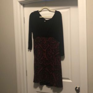 Black/red long sleeve knee length dress Pinkblush size M